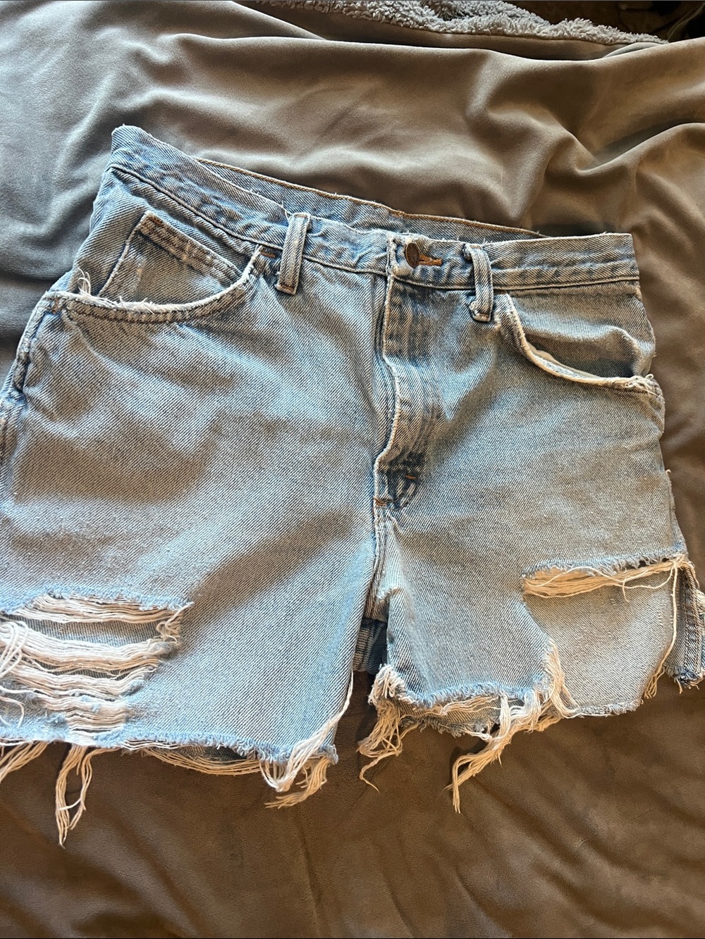 Rustler Light Blue Distressed Denim Cutoff Shorts